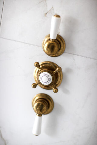 Without Plate / Living Brass / White Ceramic