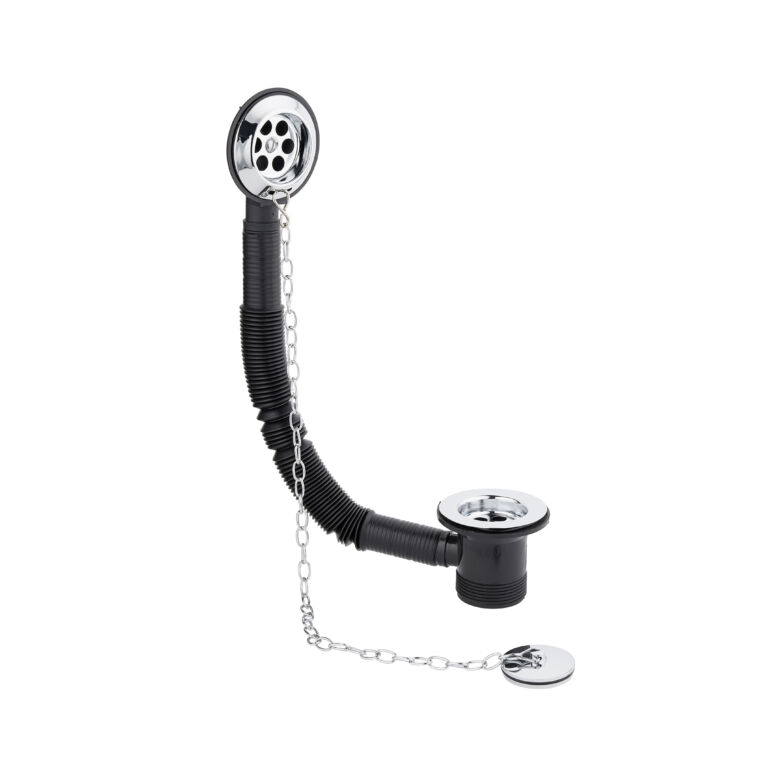 Brass Bath Waste with oval linksand overflow with stoeaway plug- chrome_web