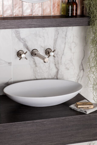 Brushed Nickel with Mother of Pearl Discs