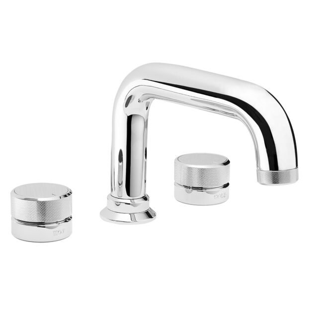 Deck Mounted Bath Mixer with Curved Spout