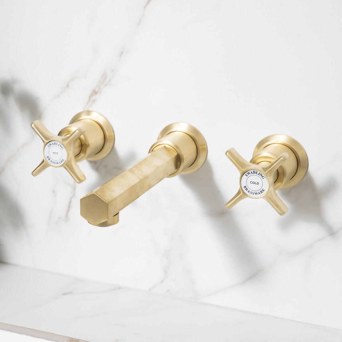 Brushed Brass with White Glass Discs