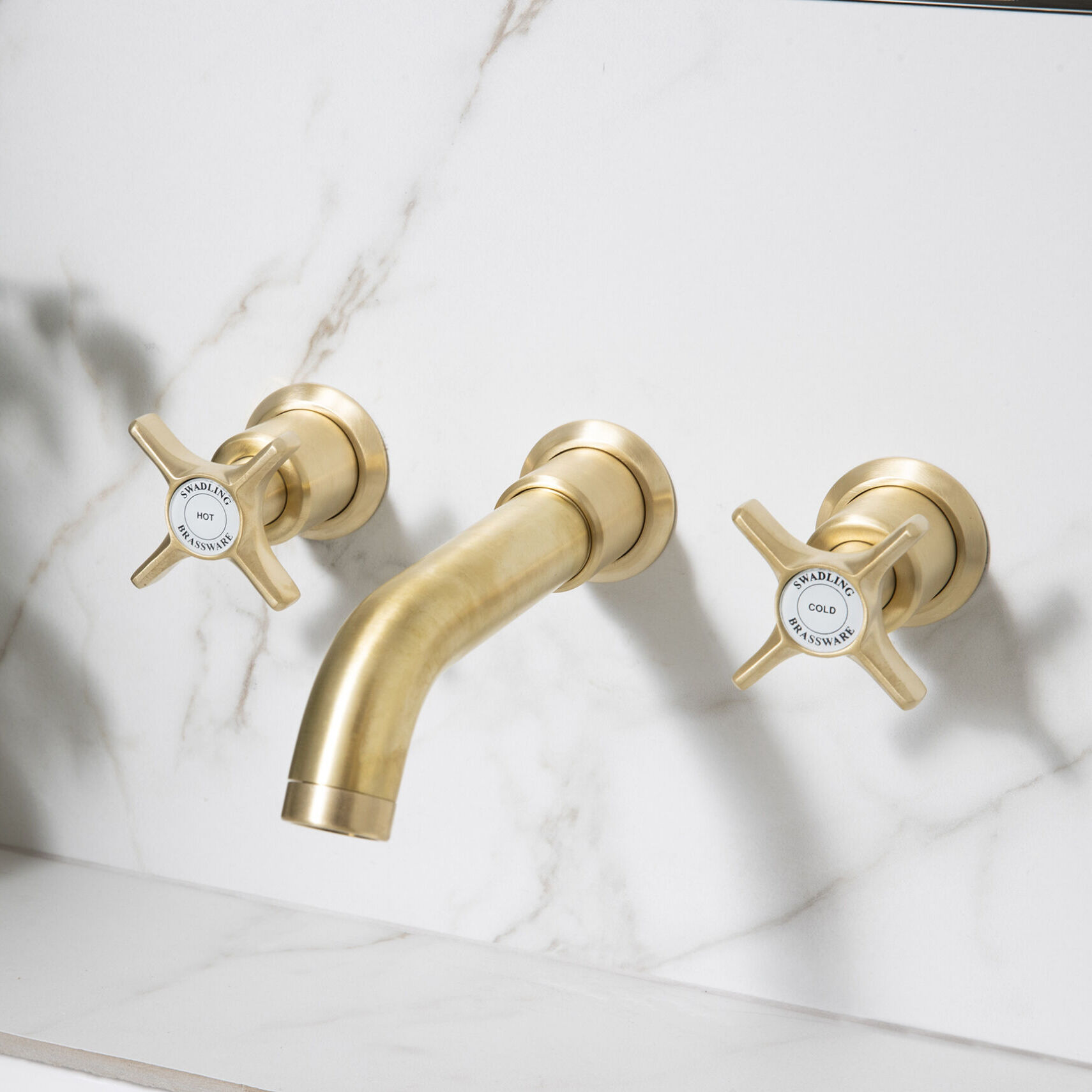 Brushed Brass with White Glass Discs
