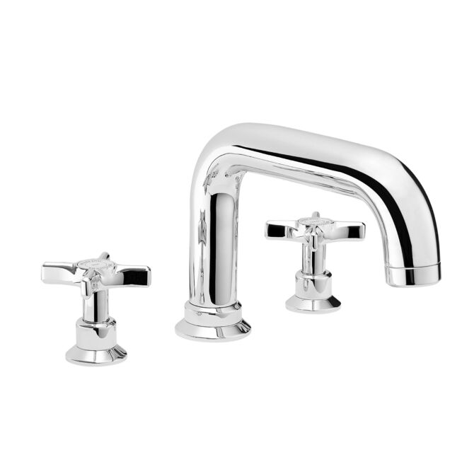 Deck Mounted Bath Mixer with Curved Spout