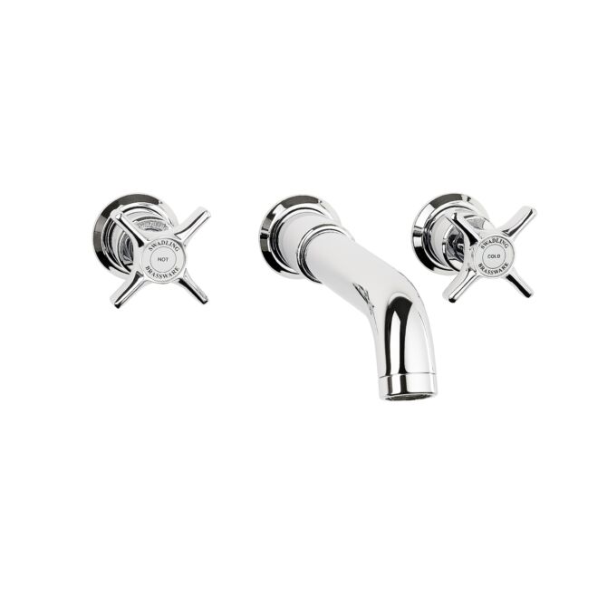 Wall Mounted Bath Mixer with Curved Spout
