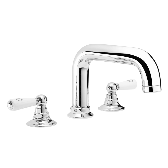 Deck Mounted Bath Mixer with Curved Spout – Lever
