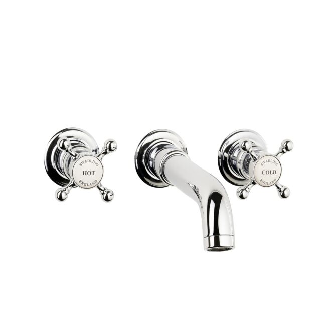 Wall Mounted Bath Mixer with Curved Spout – Crosshead